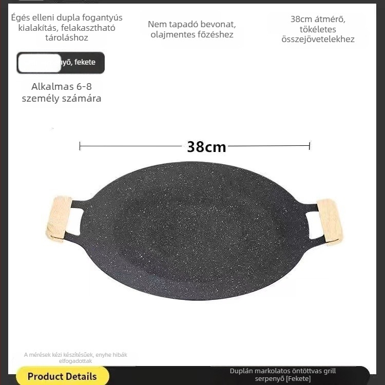 Mega-Poly vas grill tálca, kerek, hordozható, 500 g
