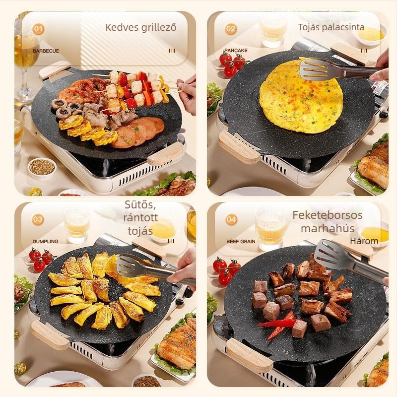 Mega-Poly vas grill tálca, kerek, hordozható, 500 g