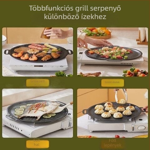 Indukciós grill serpenyő – kerek, ötvözetből, tapadásmentes, füstmentes TY6