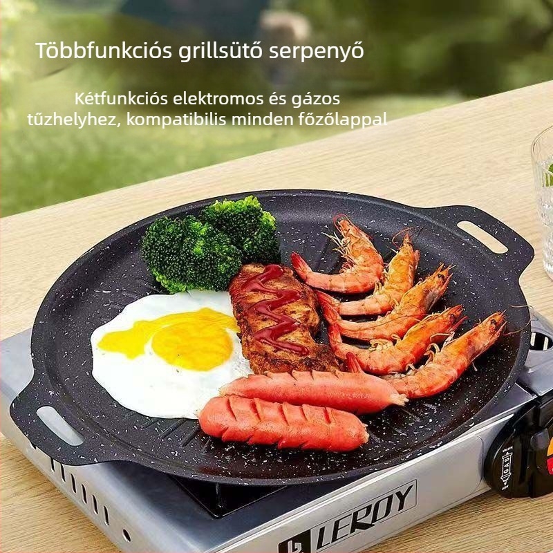 Indukciós grill serpenyő – kerek, ötvözetből, tapadásmentes, füstmentes TY6
