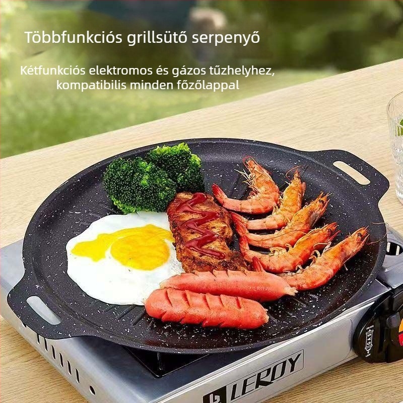 Indukciós grill serpenyő – kerek, ötvözetből, tapadásmentes, füstmentes TY6