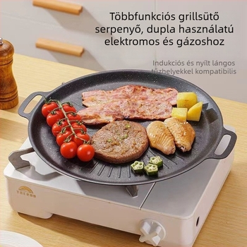 Kempingezés Koreai stílusú grillserpenyő márványfelülettel, grilllemez és sík vaslemez TY6