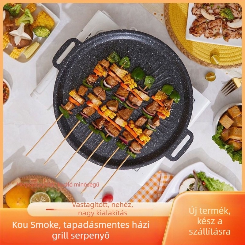 Kültéri kerek grillserpenyő ötvözetből, préselt konstrukció, tapadásmentes, könnyen tisztítható