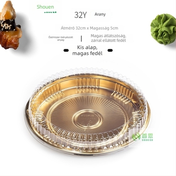 Kerek sushis doboz sashimi és lazac elvitelre – egyszer használatos, lebomló anyag, logónyomás elérhető, mikrohullámú sütő nem használható, biológiailag lebomló: Nem