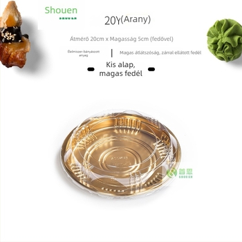 Kerek sushis doboz sashimi és lazac elvitelre – egyszer használatos, lebomló anyag, logónyomás elérhető, mikrohullámú sütő nem használható, biológiailag lebomló: Nem