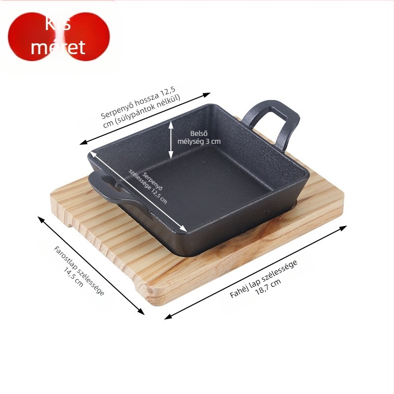 Teppanyaki öntöttvas grilllap halaknak, négyzet alakú, 1 kg, indukcióval kompatibilis