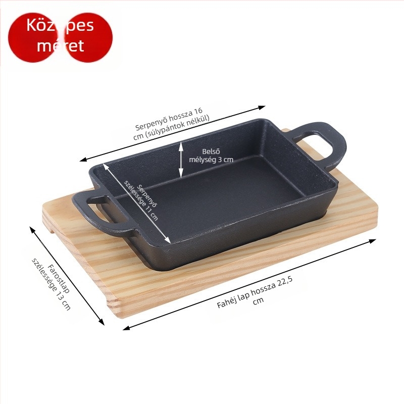 Teppanyaki öntöttvas grilllap halaknak, négyzet alakú, 1 kg, indukcióval kompatibilis