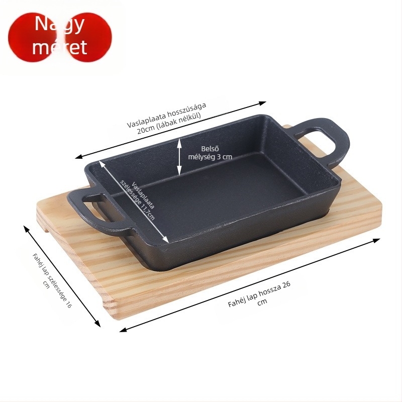 Teppanyaki öntöttvas grilllap halaknak, négyzet alakú, 1 kg, indukcióval kompatibilis