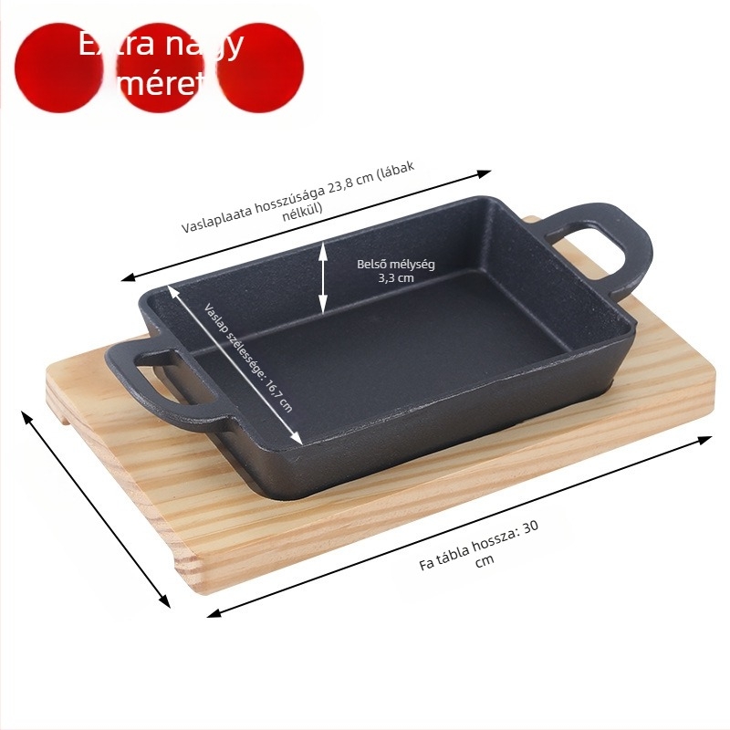 Teppanyaki öntöttvas grilllap halaknak, négyzet alakú, 1 kg, indukcióval kompatibilis