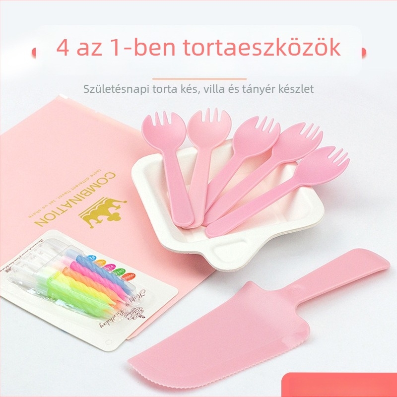 Egyszer használatos tortaasztal-étkészlet, négy részes készlet: műanyag, kör alakú, testreszabható logó, 3 éves eltarthatóság, Hebei eredet