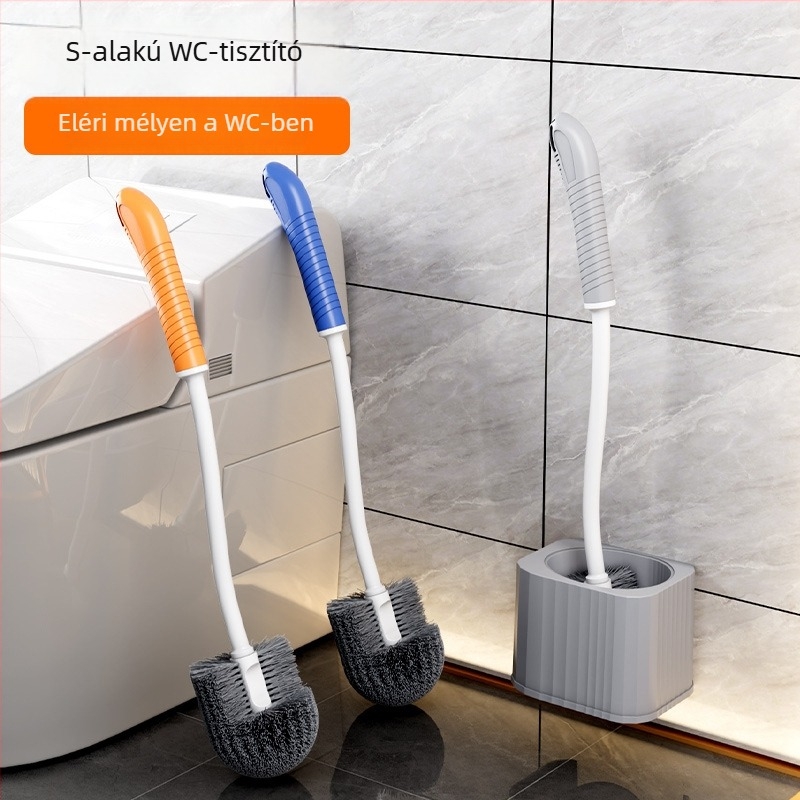 WC-tisztító kefekészlet talppal, hosszú nyéllel, falra szerelhető, műanyag