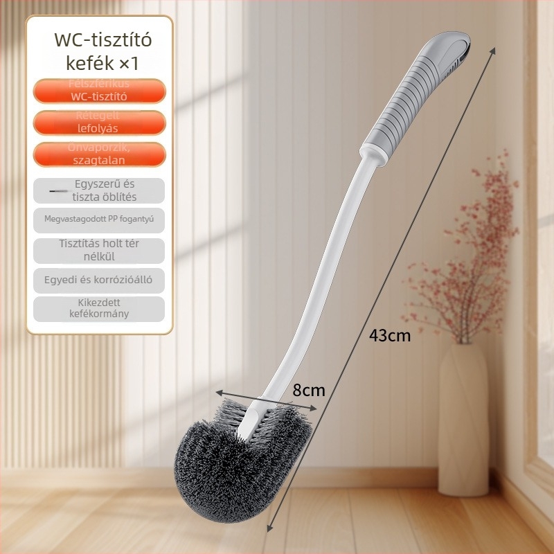 WC-tisztító kefekészlet talppal, hosszú nyéllel, falra szerelhető, műanyag