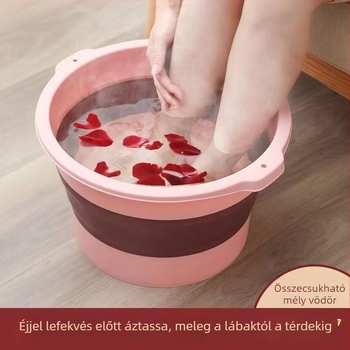Összecsukható lábfürdő tál masszázs funkcióval, mély áztatáshoz, otthoni vagy utazási használatra, műanyag