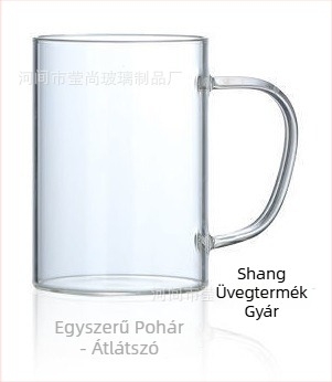 Áttetsző üveg pohárkészlet színes fogantyúkkal, nagy kapacitású tejivó poharak, modern minimalist design lakossági használatra