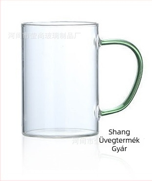 Áttetsző üveg pohárkészlet színes fogantyúkkal, nagy kapacitású tejivó poharak, modern minimalist design lakossági használatra