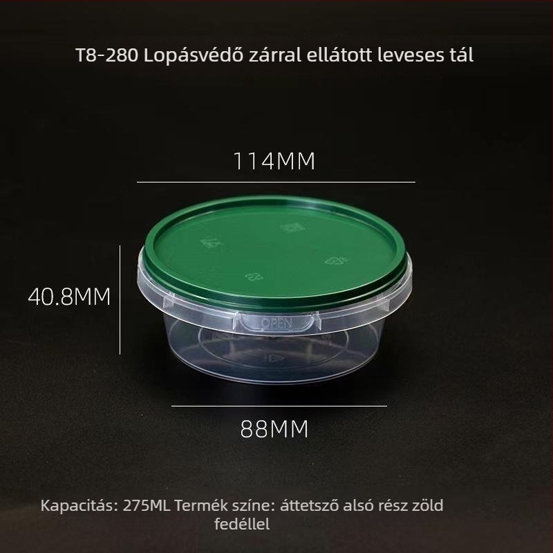 Lopás elleni leveses doboz fedővel, egyszer használható, zárható, desszertekhez cukros vízzel