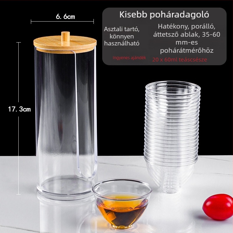 Falra szerelhető pohártartó, műanyagból, fúrás nélkül, porvédett, kapacitás 500