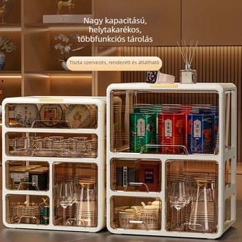 Csésztartó és teás tároló doboz — polipropolén, modern minimalist stílus, asztali porálló rendező, fúrás nélkül
