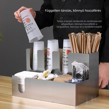Rozsdamentes acél pohártartó állvány — vastagított kivitel, modern minimalist stílus, súly 3 kg