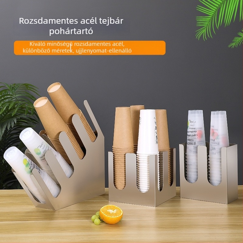 Rozsdamentes acél pohártartó állvány — vastagított kivitel, modern minimalist stílus, súly 3 kg