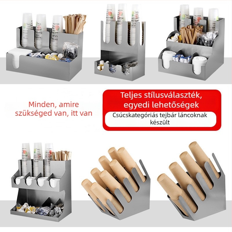 Rozsdamentes acél pohártartó állvány — vastagított kivitel, modern minimalist stílus, súly 3 kg