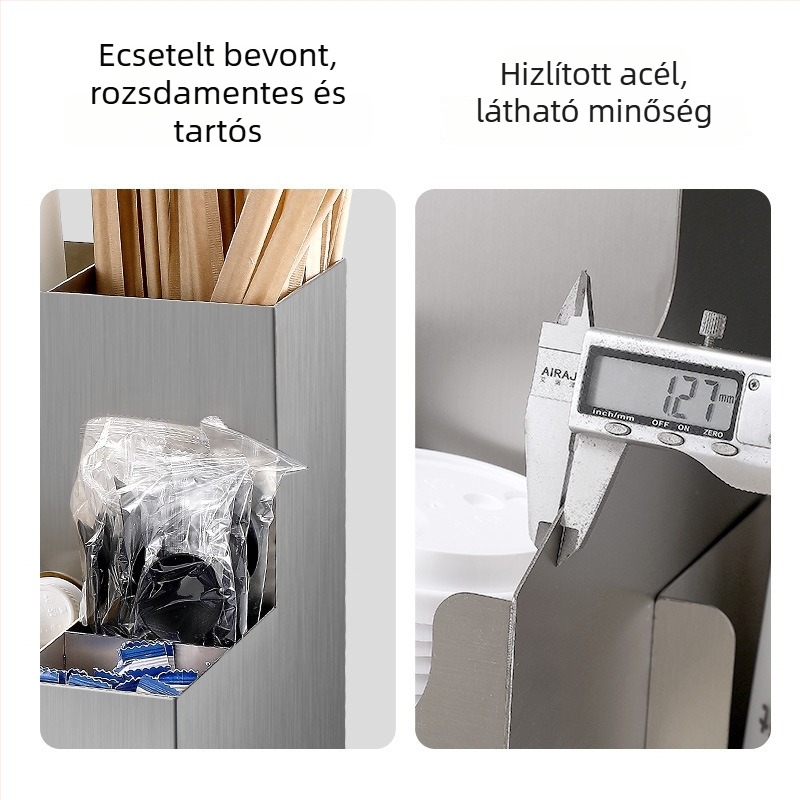 Rozsdamentes acél pohártartó állvány — vastagított kivitel, modern minimalist stílus, súly 3 kg
