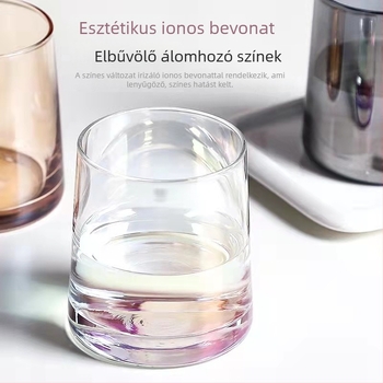 Kristály pohár készlet vízhez - trapéz alak, elektroplatált felület, egyedi logó rendelhető