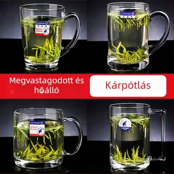 Luminarc üvegpohár teához, fogantyúval, hőálló és mikrózható, otthoni használatra