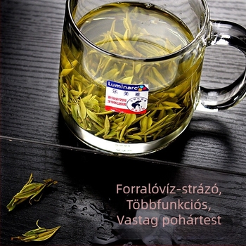 Luminarc üvegpohár teához, fogantyúval, hőálló és mikrózható, otthoni használatra