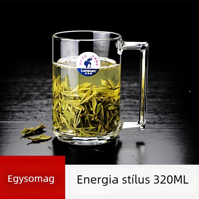 Luminarc üvegpohár teához, fogantyúval, hőálló és mikrózható, otthoni használatra
