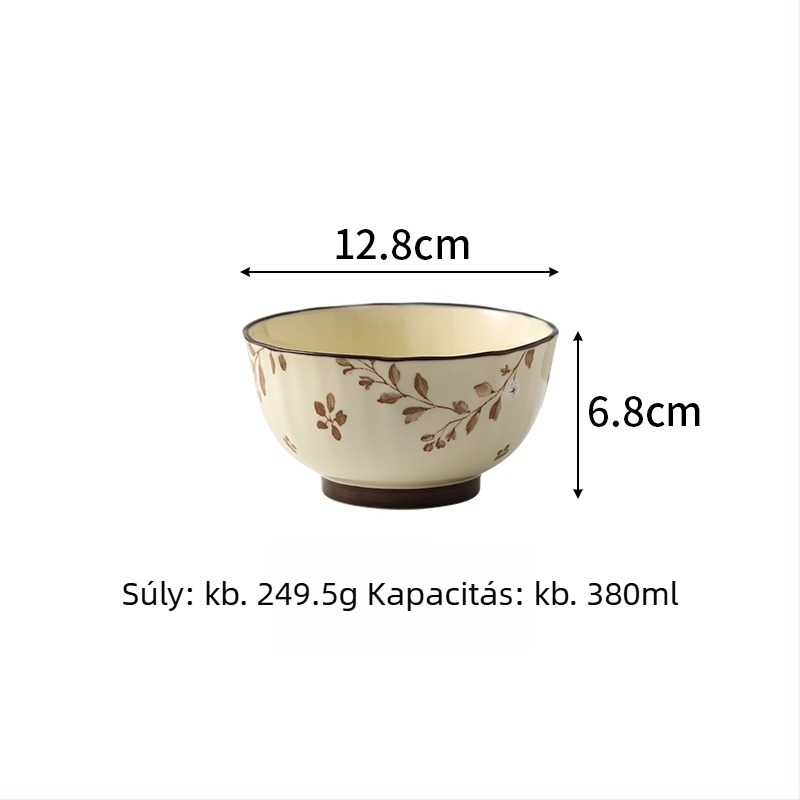 Porcelánból készült tál- és tányérkészlet virágos alglazúrral, mikrózható, kerek forma, friss stílus, logó testreszabás
