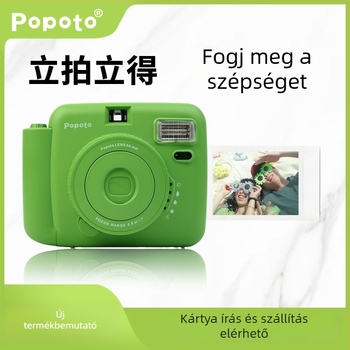 POPOTO MINI Polaroid-stílusú zsebnyomtató — 2024-es bevezetés, PC-ház, 3 órás akkumulátor-üzemidő, tartozékok: doboz, kézikönyv, 2 akkumulátor és nyakpánt