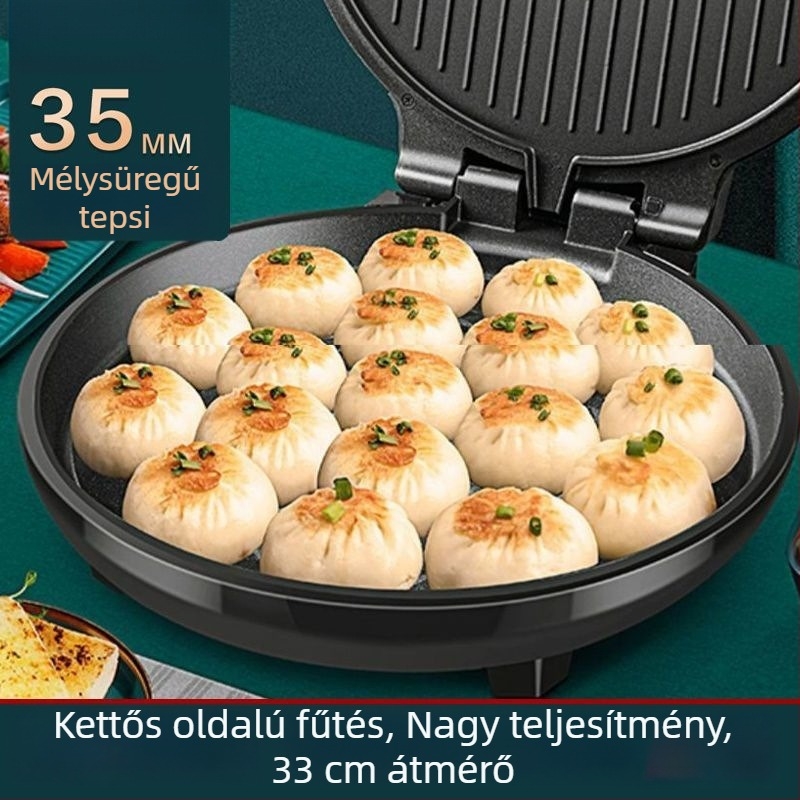 Elektromos tapadásmentes palacsintás serpenyő kettős fűtéssel, 1200-1500W, átmérő 28-32 cm