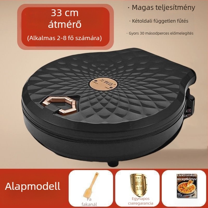 Elektromos tapadásmentes palacsintás serpenyő kettős fűtéssel, 1200-1500W, átmérő 28-32 cm