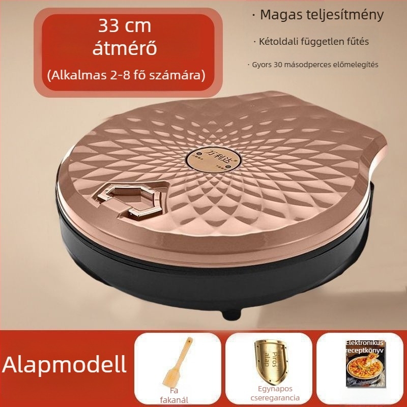 Elektromos tapadásmentes palacsintás serpenyő kettős fűtéssel, 1200-1500W, átmérő 28-32 cm