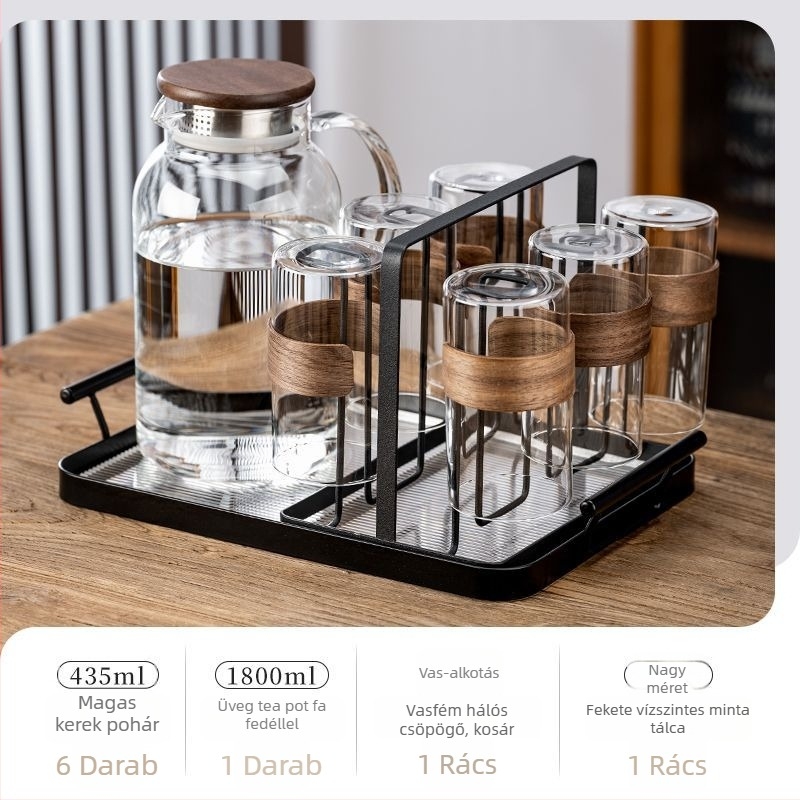 Kínai stílusú teáskanna és teáskészlet – üveg boroszilikát magas hőállósággal, márka Unique (Stílus: kínai stílus; Anyag: boroszilikát üveg; Márka: Unique)