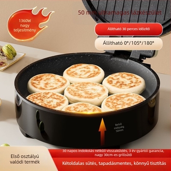 Elektrikus palacsintasütő crepe gép, egyoldali fűtés, mély 35 mm felett, 1200–1500 W, gombos vezérlés
