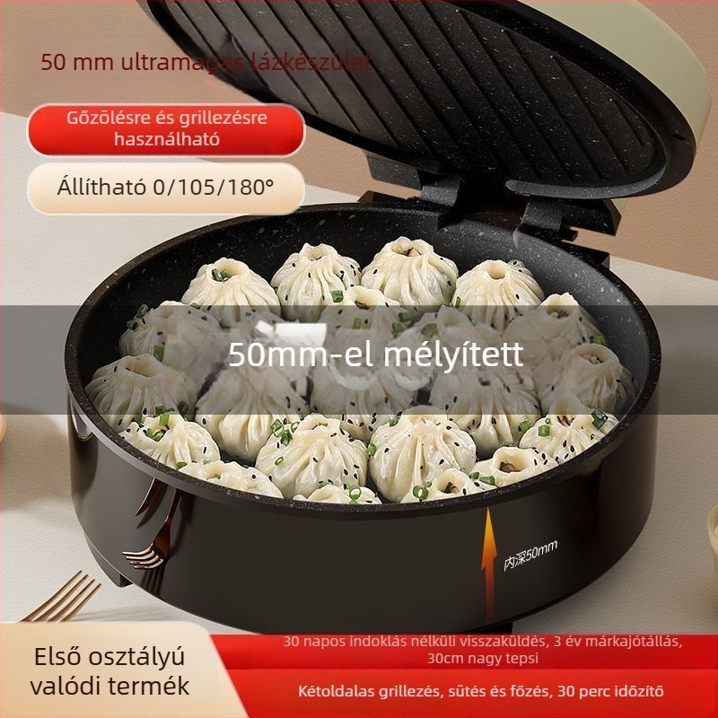 Elektrikus palacsintasütő crepe gép, egyoldali fűtés, mély 35 mm felett, 1200–1500 W, gombos vezérlés