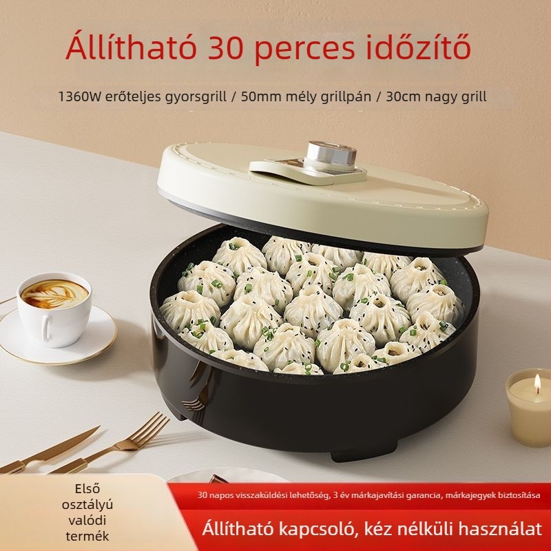 Elektrikus palacsintasütő crepe gép, egyoldali fűtés, mély 35 mm felett, 1200–1500 W, gombos vezérlés