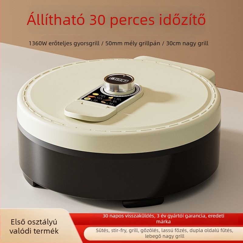 Elektrikus palacsintasütő crepe gép, egyoldali fűtés, mély 35 mm felett, 1200–1500 W, gombos vezérlés