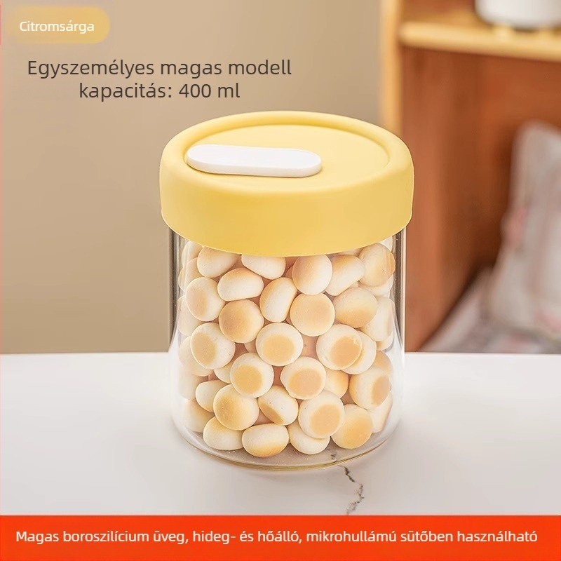 Magas hőálló üvegből készült ebédes doboz – mikrohullámú sütőben használható, hermetikus zárás, kör alakú