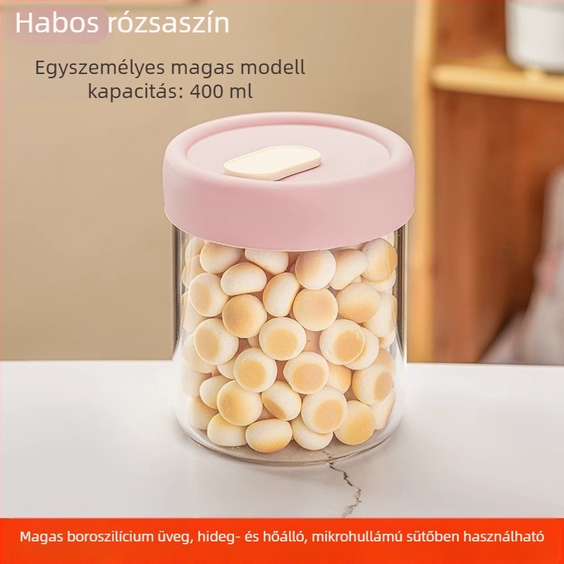 Magas hőálló üvegből készült ebédes doboz – mikrohullámú sütőben használható, hermetikus zárás, kör alakú