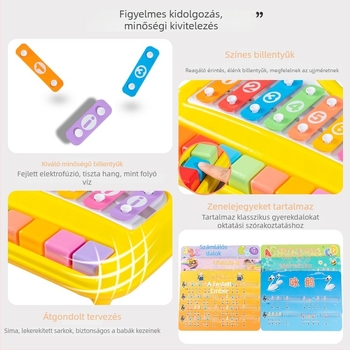 Kétfunkciós nyolc tónusú kézi ütőhangszer babáknak és kisgyermekeknek – fém zongorajáték a korai fejlesztéshez (4–6 évesek)