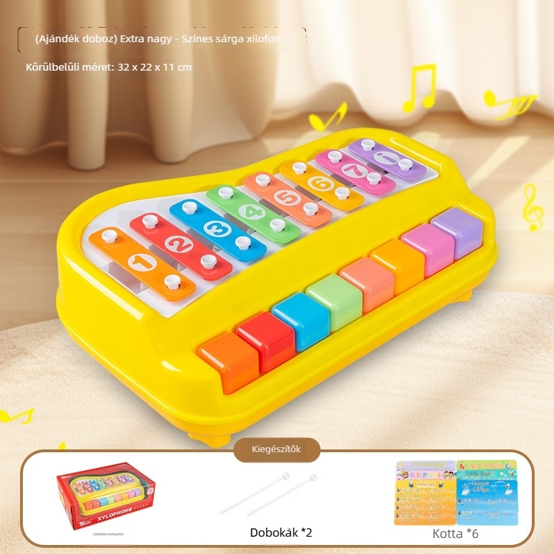 Kétfunkciós nyolc tónusú kézi ütőhangszer babáknak és kisgyermekeknek – fém zongorajáték a korai fejlesztéshez (4–6 évesek)