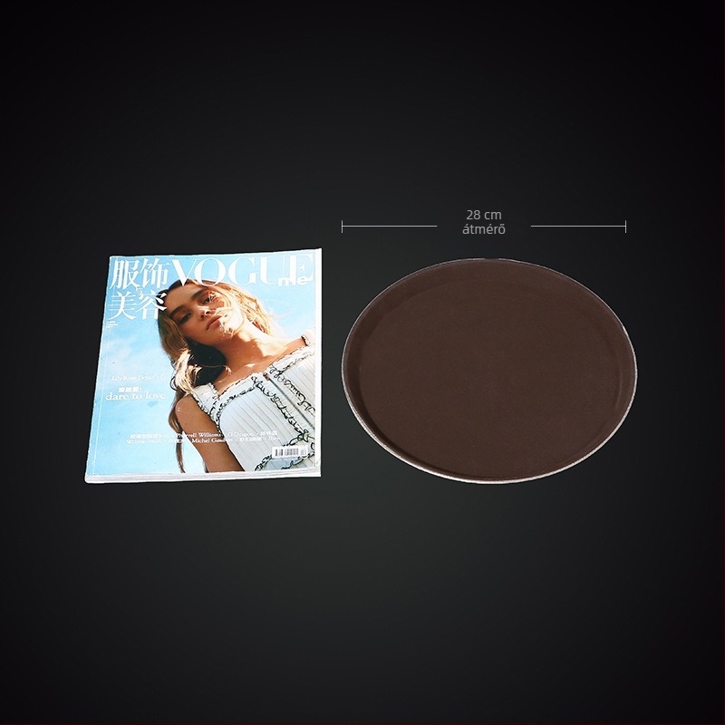 Műanyag kör alakú tál az étkezésekhez, modern és minimális stílus, nyomtatott logóval, mikrohullámú sütőhöz nem alkalmas, 2018-ban debütált.