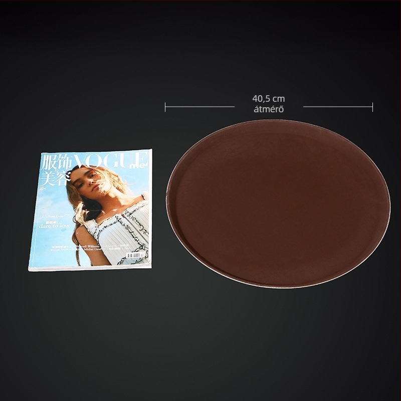 Műanyag kör alakú tál az étkezésekhez, modern és minimális stílus, nyomtatott logóval, mikrohullámú sütőhöz nem alkalmas, 2018-ban debütált.