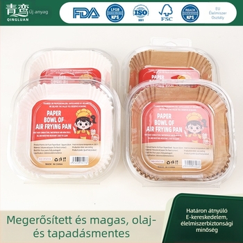 Négyzet alakú légsütő papír, szilikon-olajjal bevont sütőpapír, 40 g/m², olajfelszívó