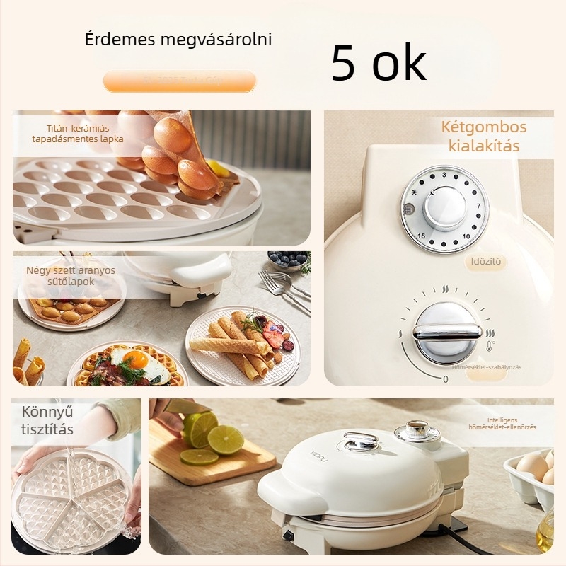 Dupla oldalas gofrisütő, modell EL-3025, 750W, 220V/50Hz, mechanikus vezérlés