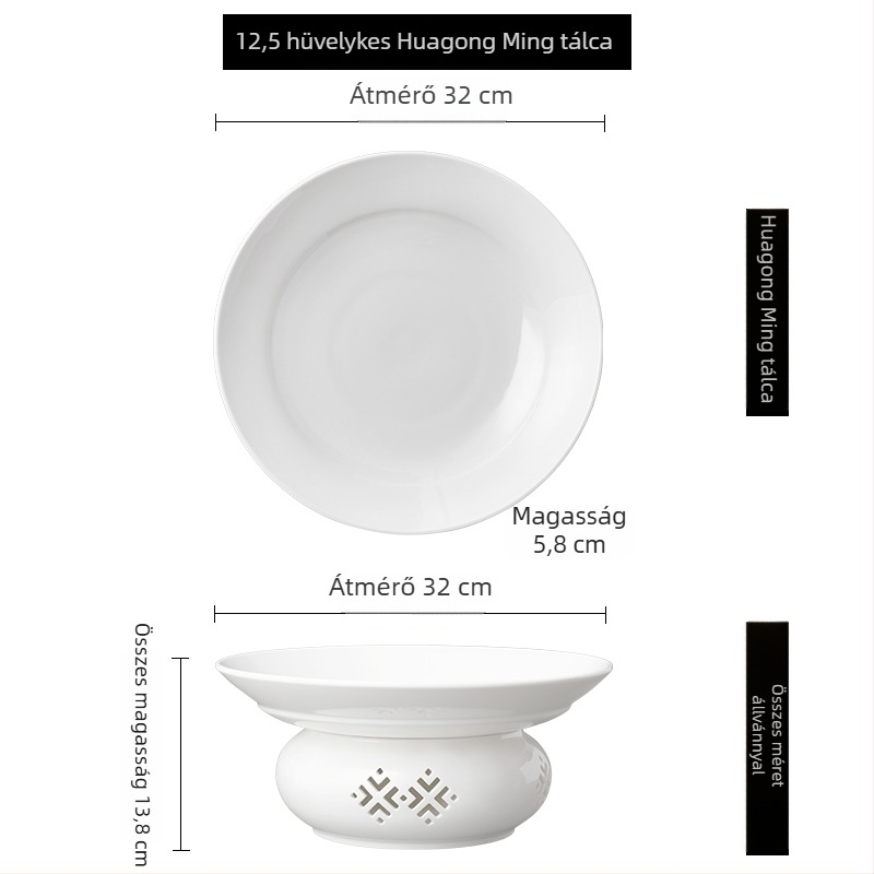 Porcelánból készített szigetelt tálalóedény, kör alakú, kínai stílus, egyszerű dizájn