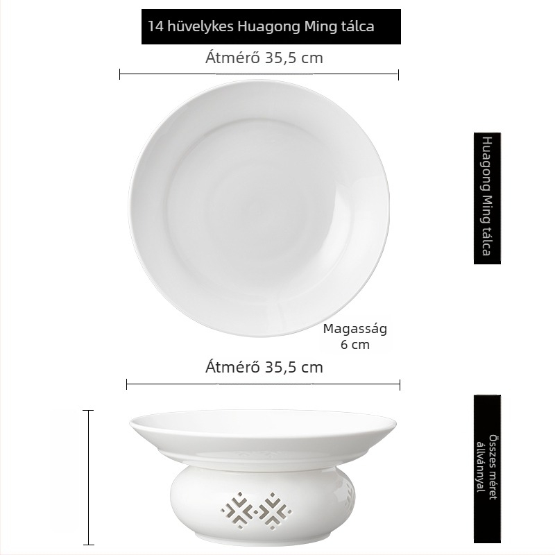 Porcelánból készített szigetelt tálalóedény, kör alakú, kínai stílus, egyszerű dizájn